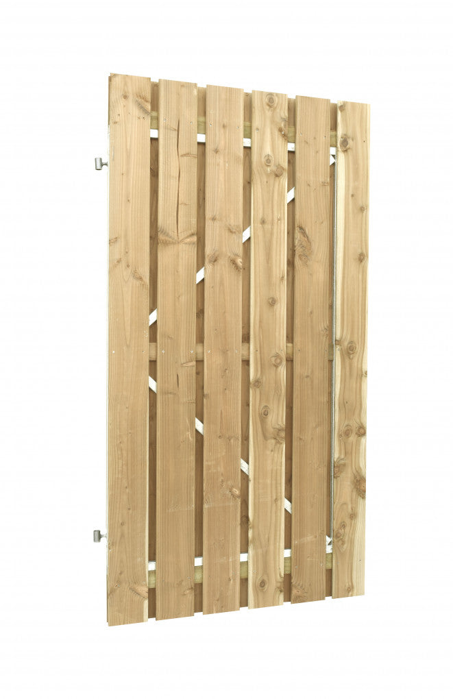 Jumbodeur met slotgat, geschaafd vuren 15 mm op verstelbaar stalen frame 100 x 180 cm, recht verticaal.
