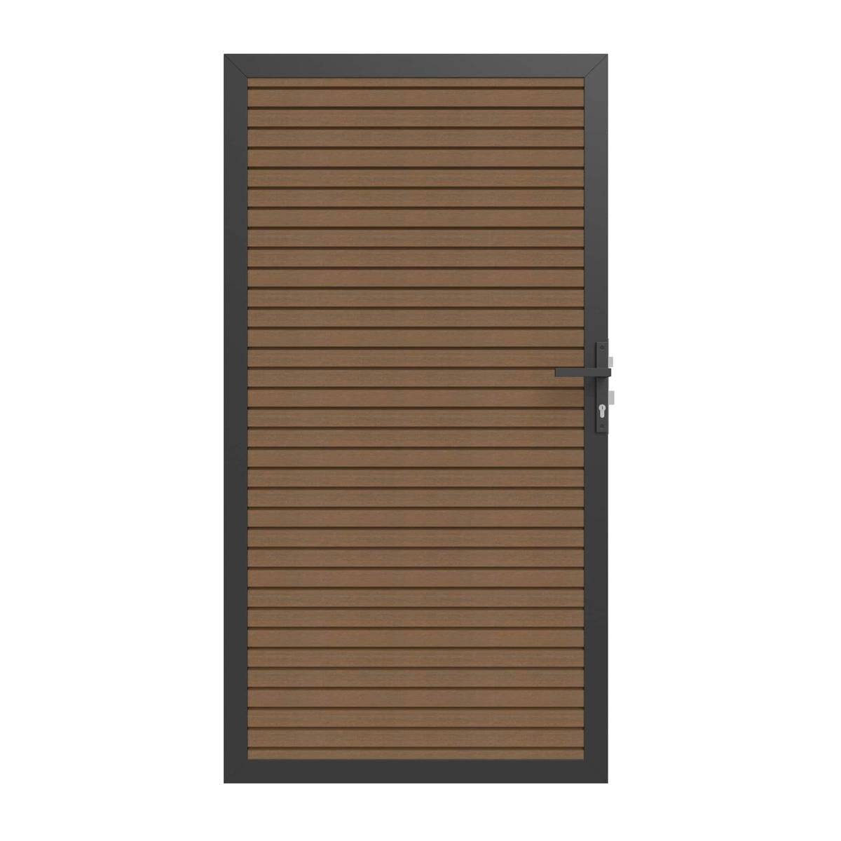 NewTechWood Co-extrusie composiet deur in aluminium frame, horizontaal triple, 100 x 195 cm, Teak 1064264