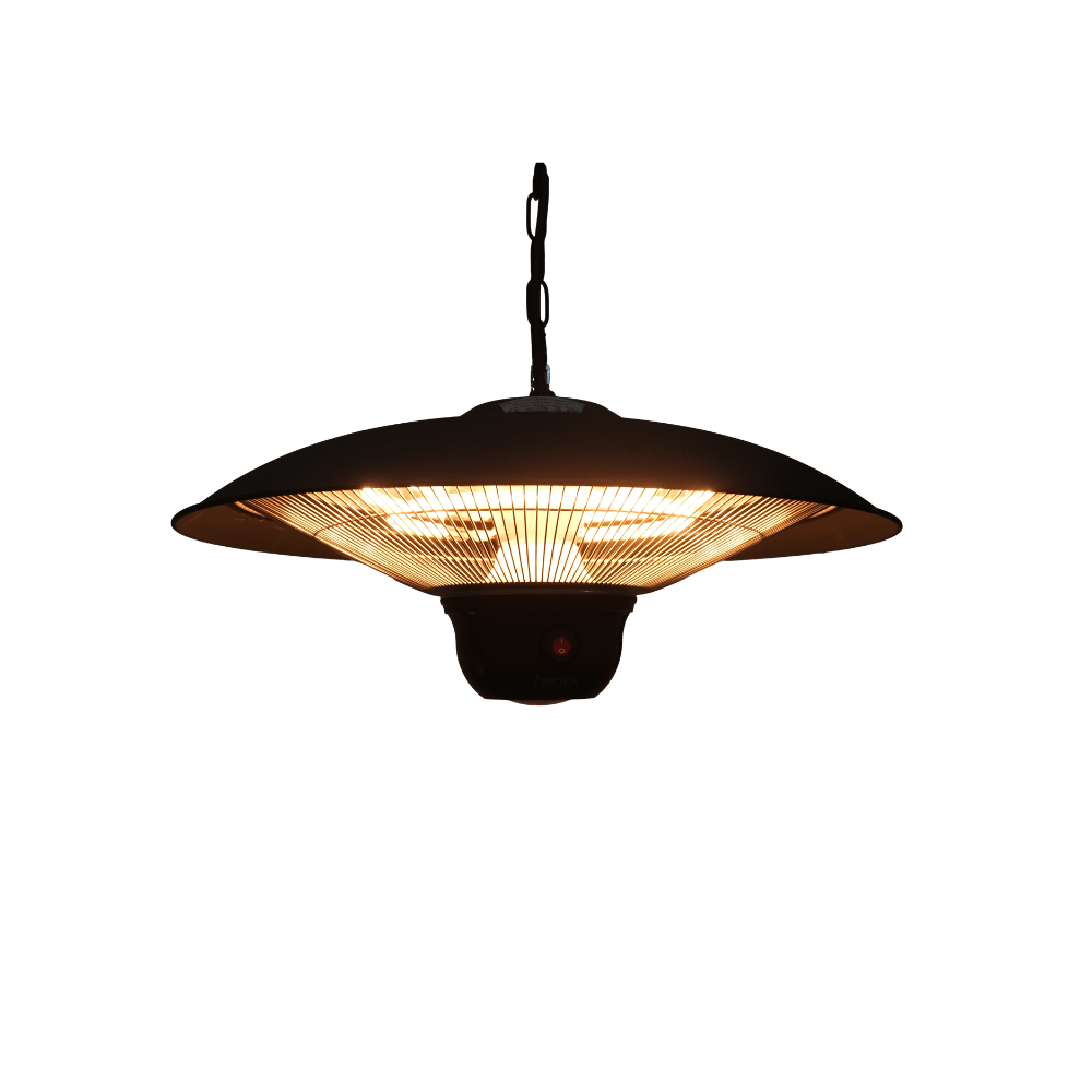 Hangende Terrasverwarmer met LED Verlichting 2100W – Heatix Terrasverwarmer - Tuinverwarming.com
