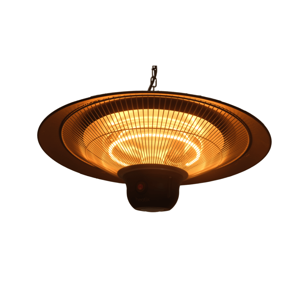 Hangende Terrasverwarmer met LED Verlichting 2100W – Heatix Terrasverwarmer - Tuinverwarming.com